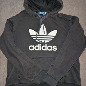 Adidas Men's Black Hoodie with White Logo